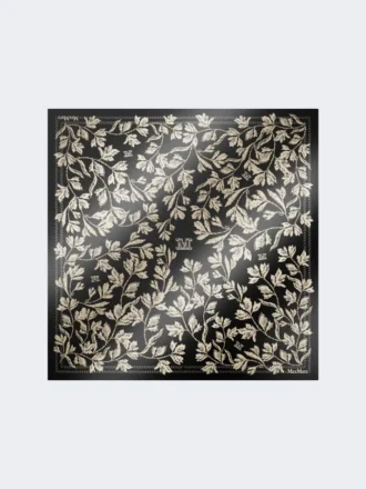 Foulard oversize en soie imprimée, noir