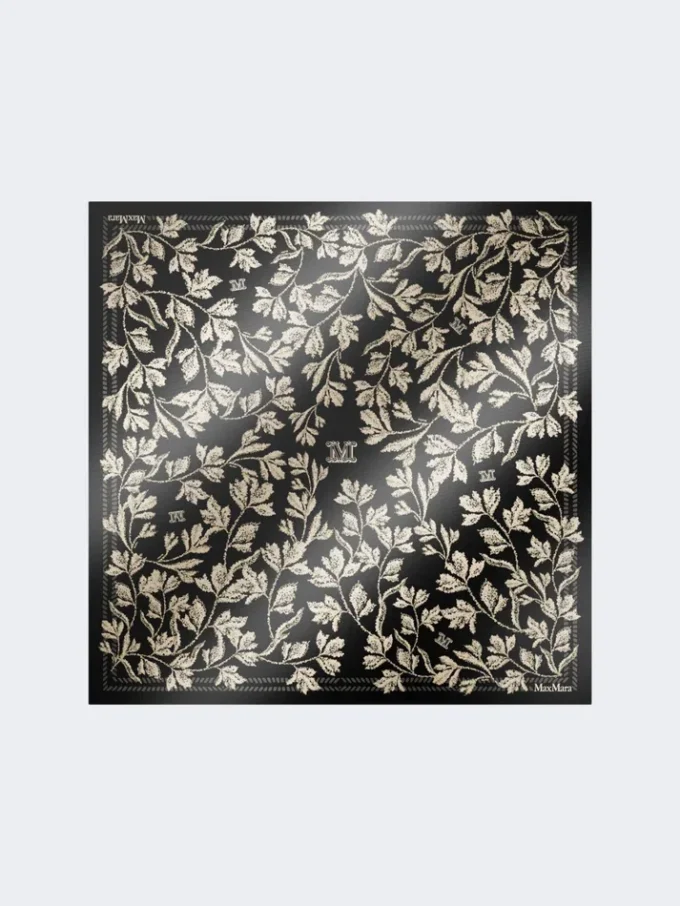 Foulard oversize en soie imprimée, noir