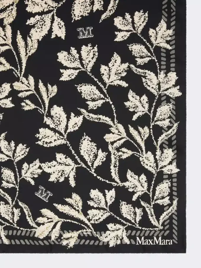 Foulard oversize en soie imprimée, noir