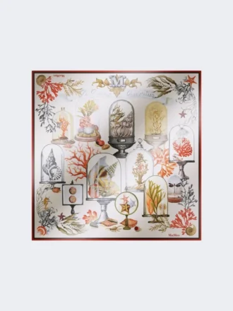Foulard oversize en twill de soie imprimé, beige