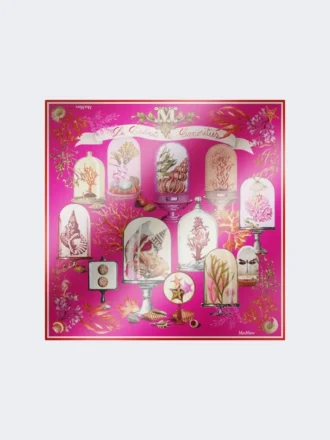 Foulard oversize en twill de soie imprimé, fuchsia