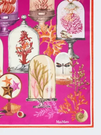 Foulard oversize en twill de soie imprimé, fuchsia