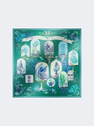 Foulard oversize en twill de soie imprimé, vert Foulard oversize en twill de soie imprimé, vert