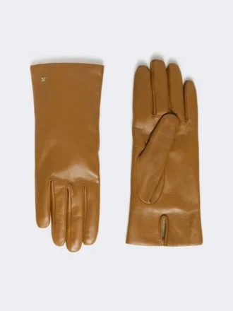 Gants en cuir nappa, couleur tabac