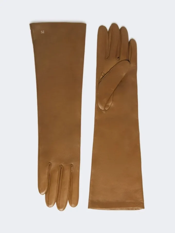 Gants longs en cuir nappa, couleur tabac Gants longs en cuir nappa, couleur tabac