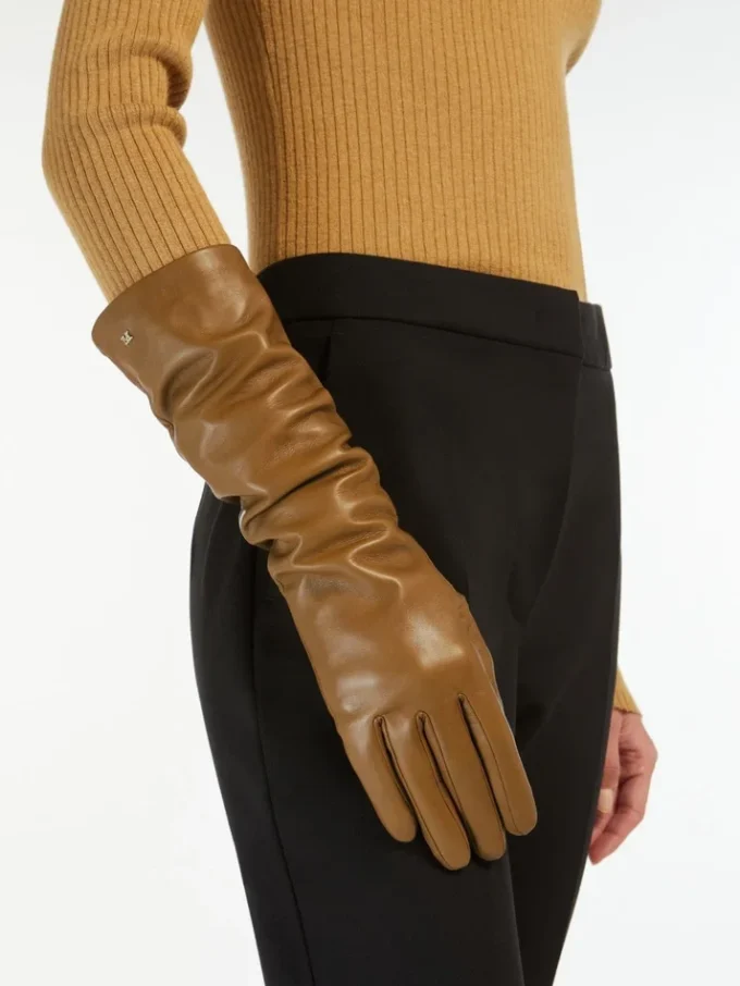 Gants longs en cuir nappa, couleur tabac Gants longs en cuir nappa, couleur tabac