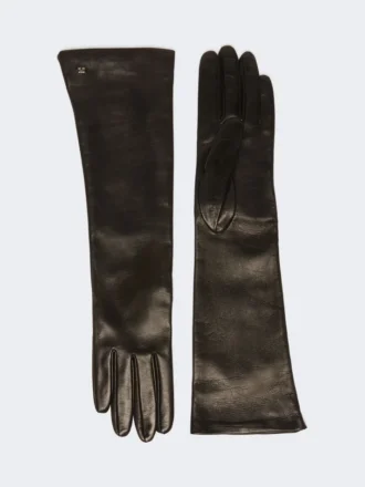 Gants longs en cuir nappa, noir