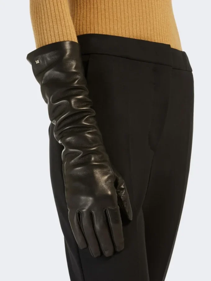 Gants longs en cuir nappa, noir Gants longs en cuir nappa, noir