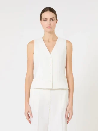 Gilet en crêpe de laine, blanc