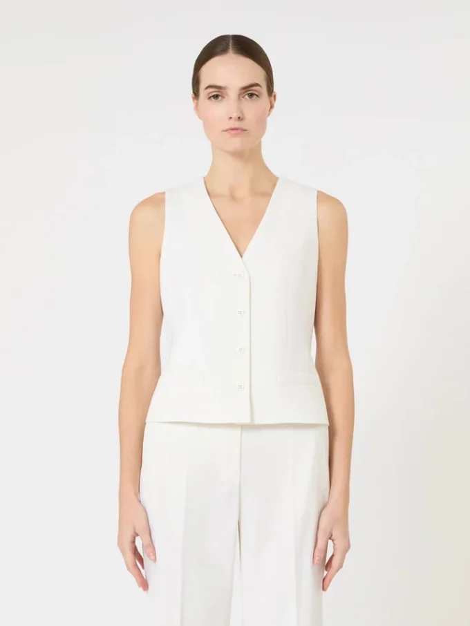 Gilet en crêpe de laine, blanc
