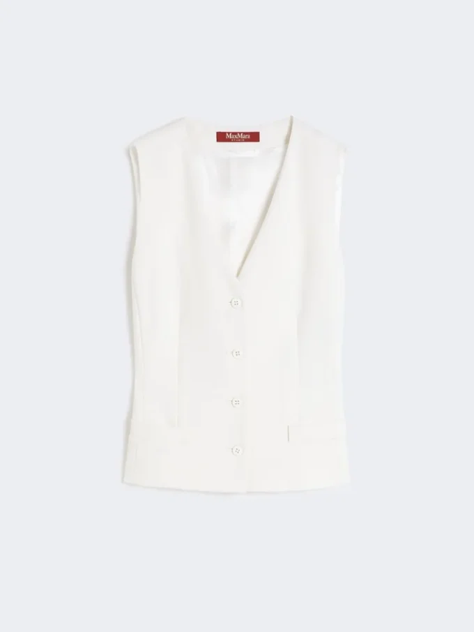 Gilet en crêpe de laine, blanc