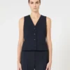 Gilet en crêpe de laine, bleu marine