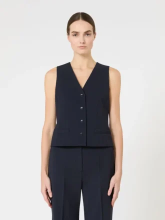 Gilet en crêpe de laine, bleu marine