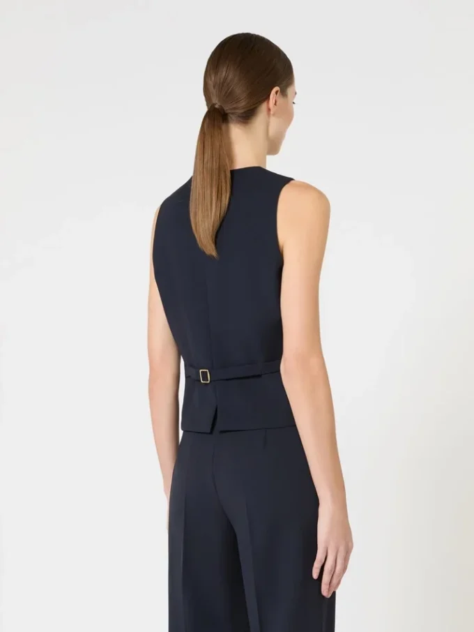 Gilet en crêpe de laine, bleu marine