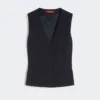 Gilet en crêpe de laine, bleu marine
