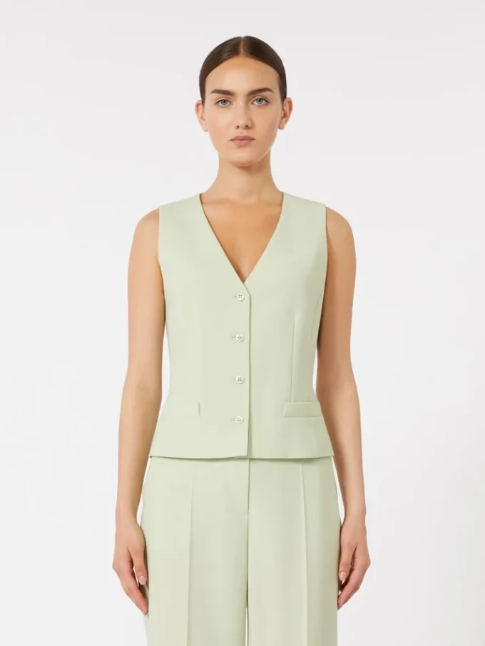 Gilet en crêpe de laine, vert