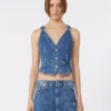 Gilet en denim coupe ajustée, bleu nuit Gilet en denim coupe ajustée, bleu nuit