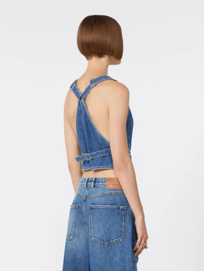 Gilet en denim coupe ajustée, bleu nuit Gilet en denim coupe ajustée, bleu nuit