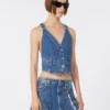 Gilet en denim coupe ajustée, bleu nuit Gilet en denim coupe ajustée, bleu nuit