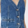 Gilet en denim coupe ajustée, bleu nuit Gilet en denim coupe ajustée, bleu nuit