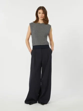 Gilet en fil de coton, bleu marine