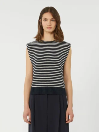 Gilet en fil de coton, bleu marine