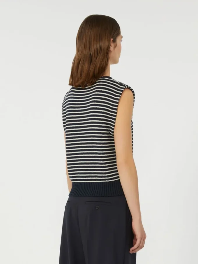 Gilet en fil de coton, bleu marine Gilet en fil de coton, bleu marine
