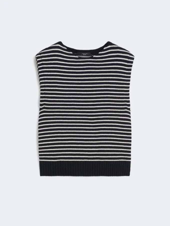 Gilet en fil de coton, bleu marine Gilet en fil de coton, bleu marine
