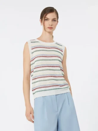 Gilet en fil de lin, multicolore