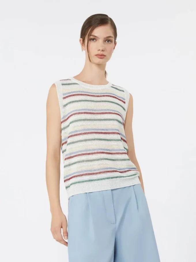 Gilet en fil de lin, multicolore Gilet en fil de lin, multicolore