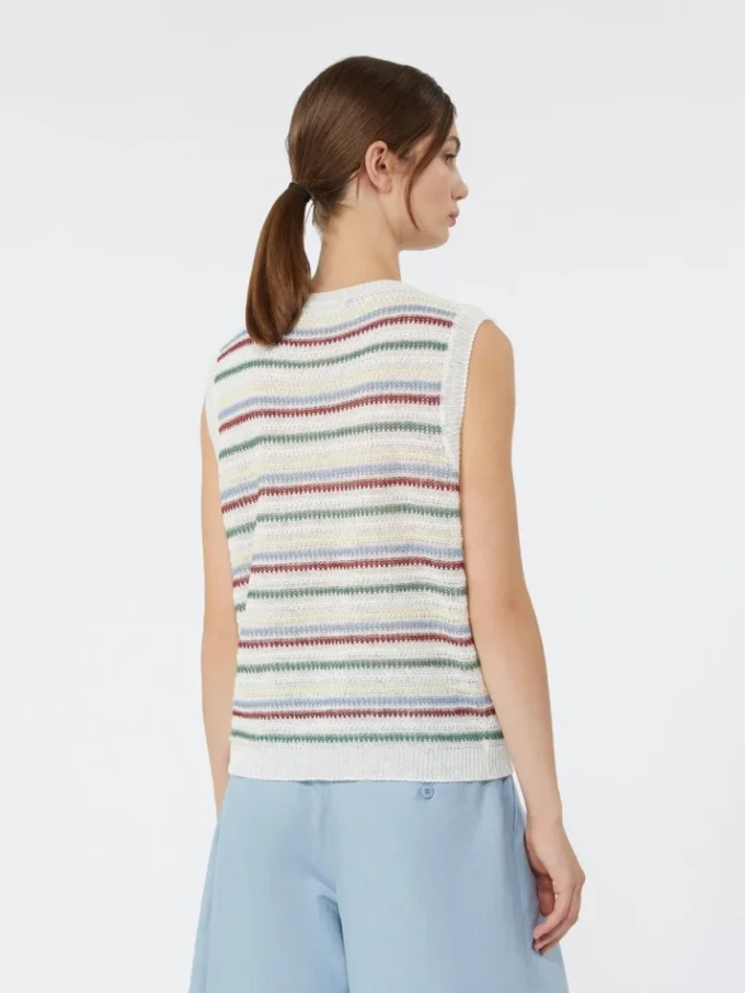 Gilet en fil de lin, multicolore Gilet en fil de lin, multicolore