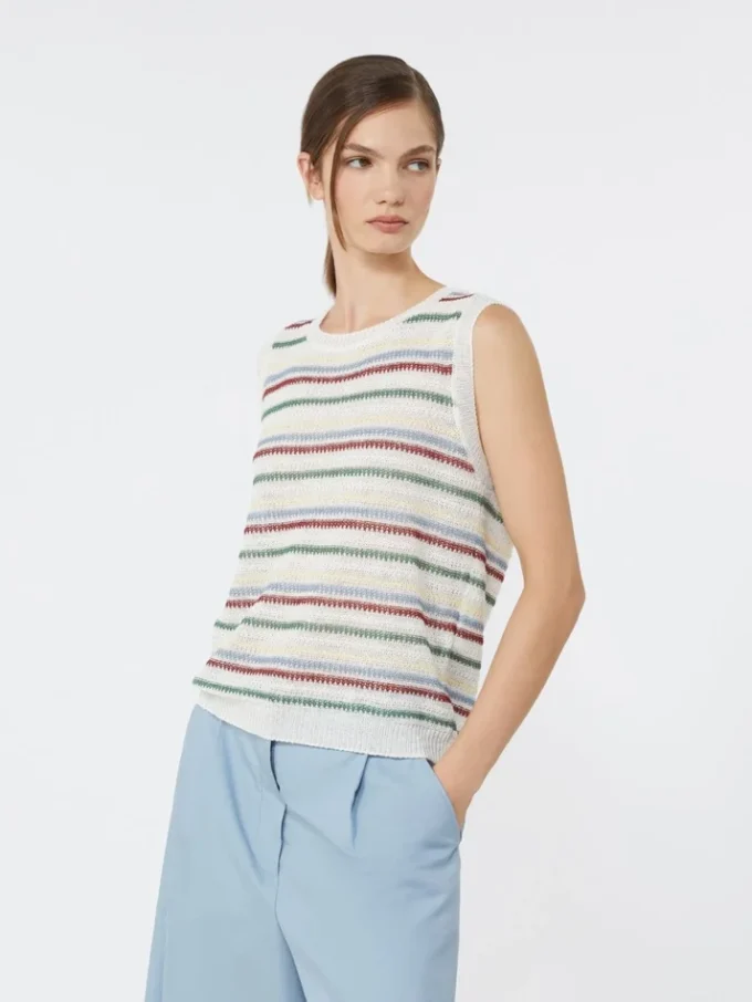 Gilet en fil de lin, multicolore Gilet en fil de lin, multicolore