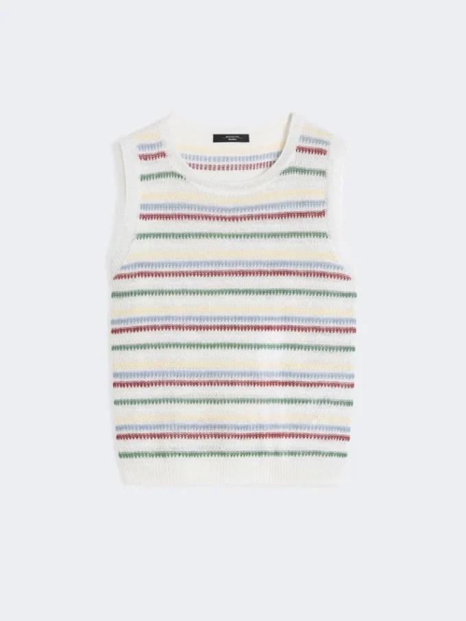 Gilet en fil de lin, multicolore Gilet en fil de lin, multicolore