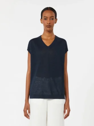 Gilet en lin, bleu marine