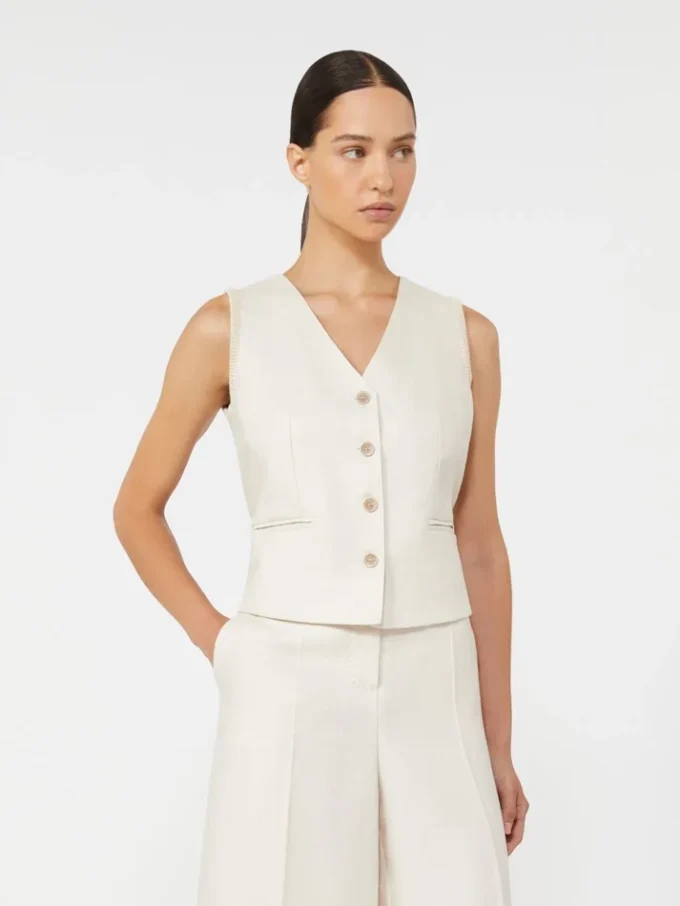 Gilet en lin et maille torsadée, beige Gilet en lin et maille torsadée, beige
