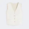 Gilet en lin et maille torsadée, beige Gilet en lin et maille torsadée, beige