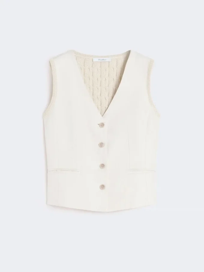 Gilet en lin et maille torsadée, beige Gilet en lin et maille torsadée, beige