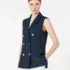 Gilet en lin tissé natté, bleu nuit Gilet en lin tissé natté, bleu nuit