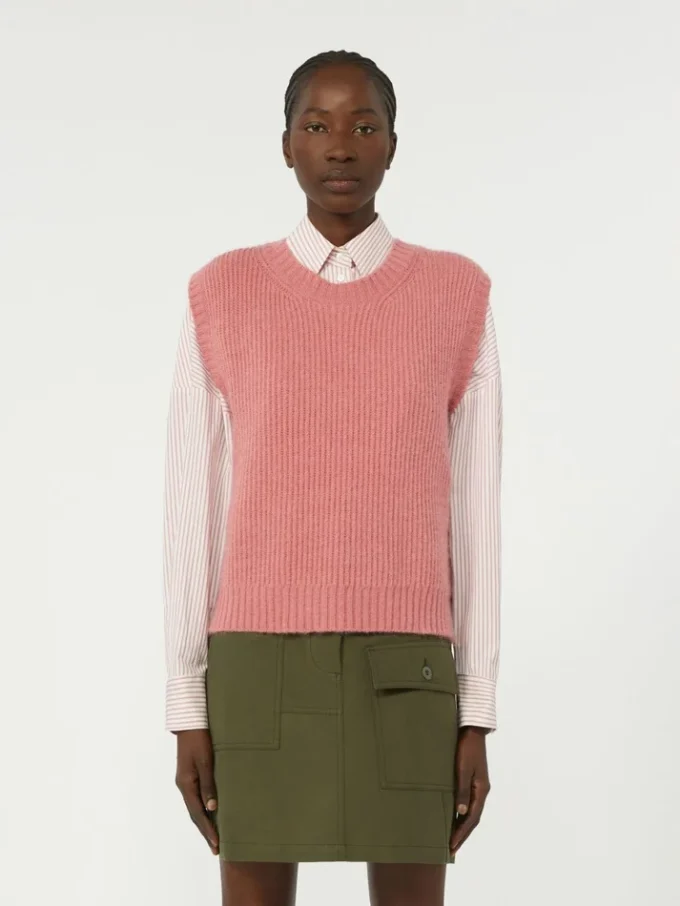 Gilet en mélange de mohair, rose antique Gilet en mélange de mohair, rose antique
