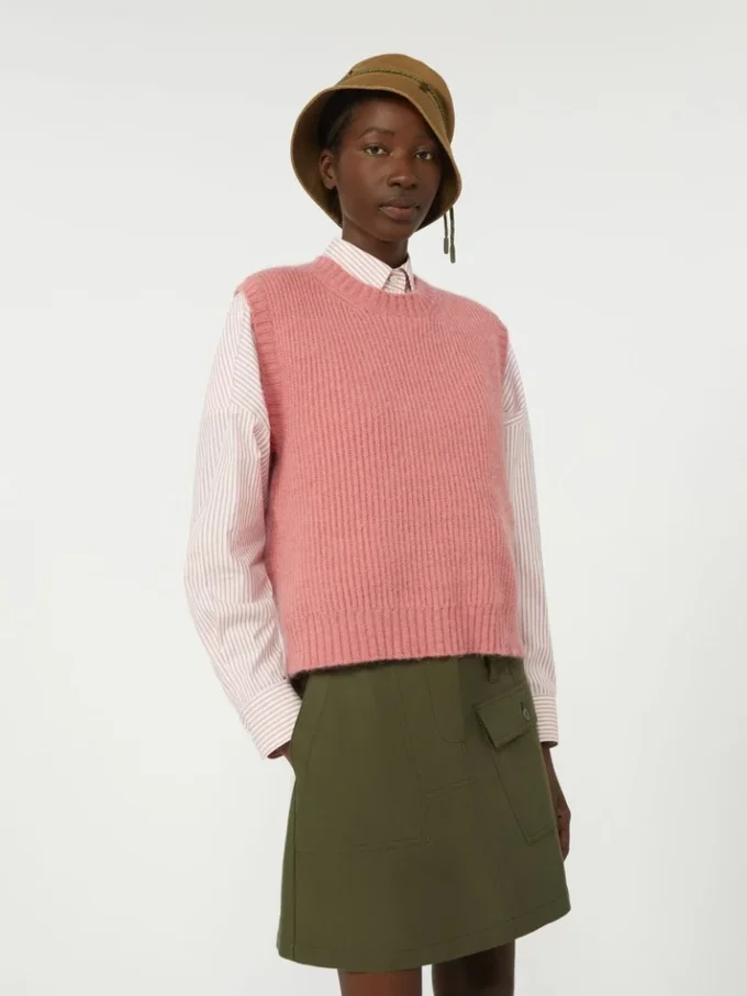 Gilet en mélange de mohair, rose antique Gilet en mélange de mohair, rose antique