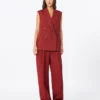 Gilet en sergé de lin, rouge brique Gilet en sergé de lin, rouge brique