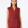 Gilet en sergé de lin, rouge brique Gilet en sergé de lin, rouge brique