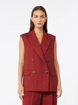 Gilet en sergé de lin, rouge brique