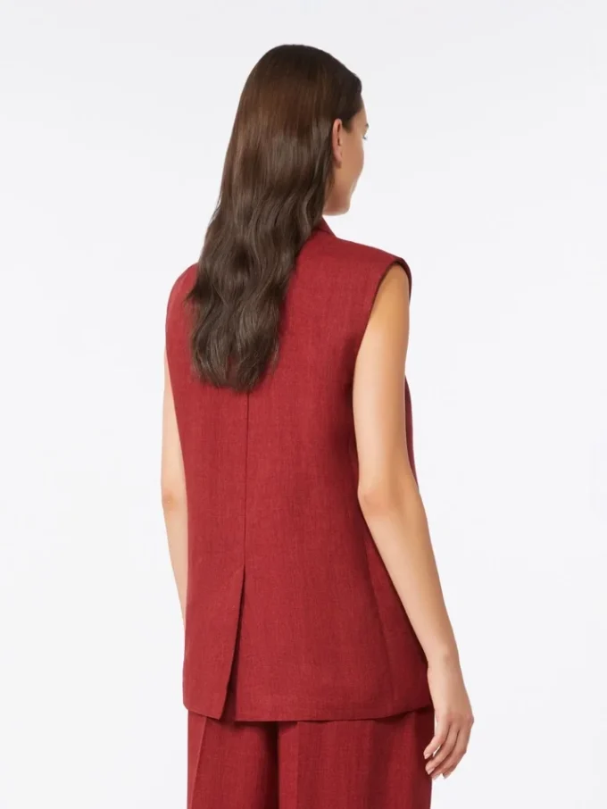 Gilet en sergé de lin, rouge brique Gilet en sergé de lin, rouge brique