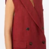 Gilet en sergé de lin, rouge brique Gilet en sergé de lin, rouge brique