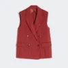 Gilet en sergé de lin, rouge brique Gilet en sergé de lin, rouge brique
