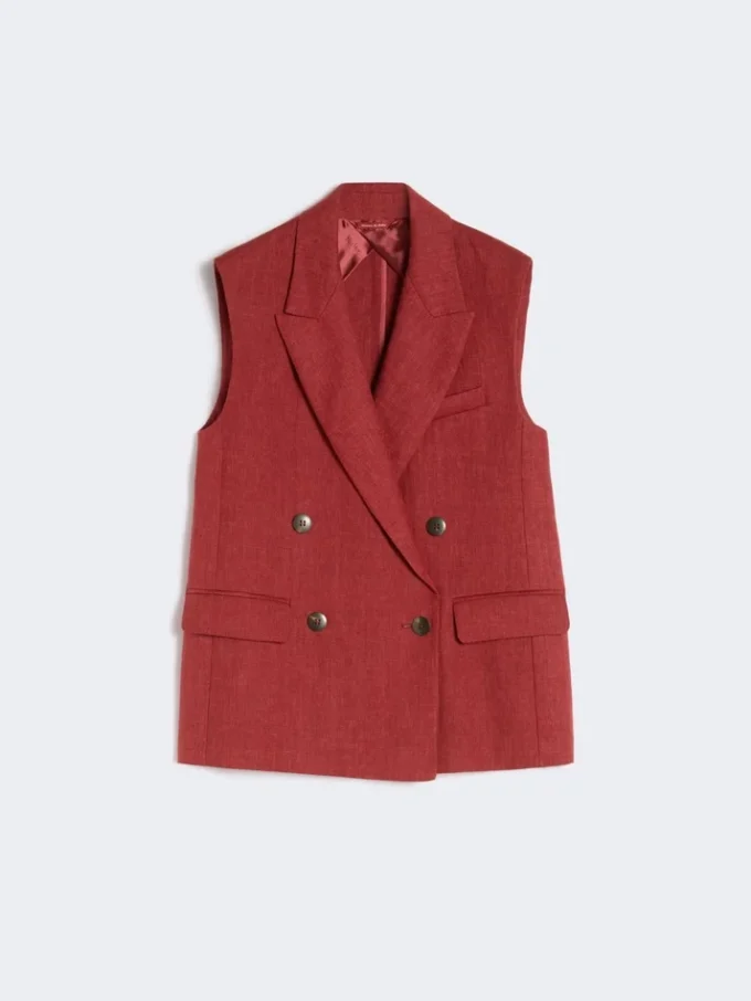 Gilet en sergé de lin, rouge brique Gilet en sergé de lin, rouge brique
