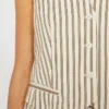 Gilet en toile de coton et soie rayée, beige Gilet en toile de coton et soie rayée, beige