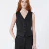 Gilet en toile de lin, noir