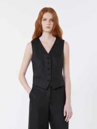 Gilet en toile de lin, noir